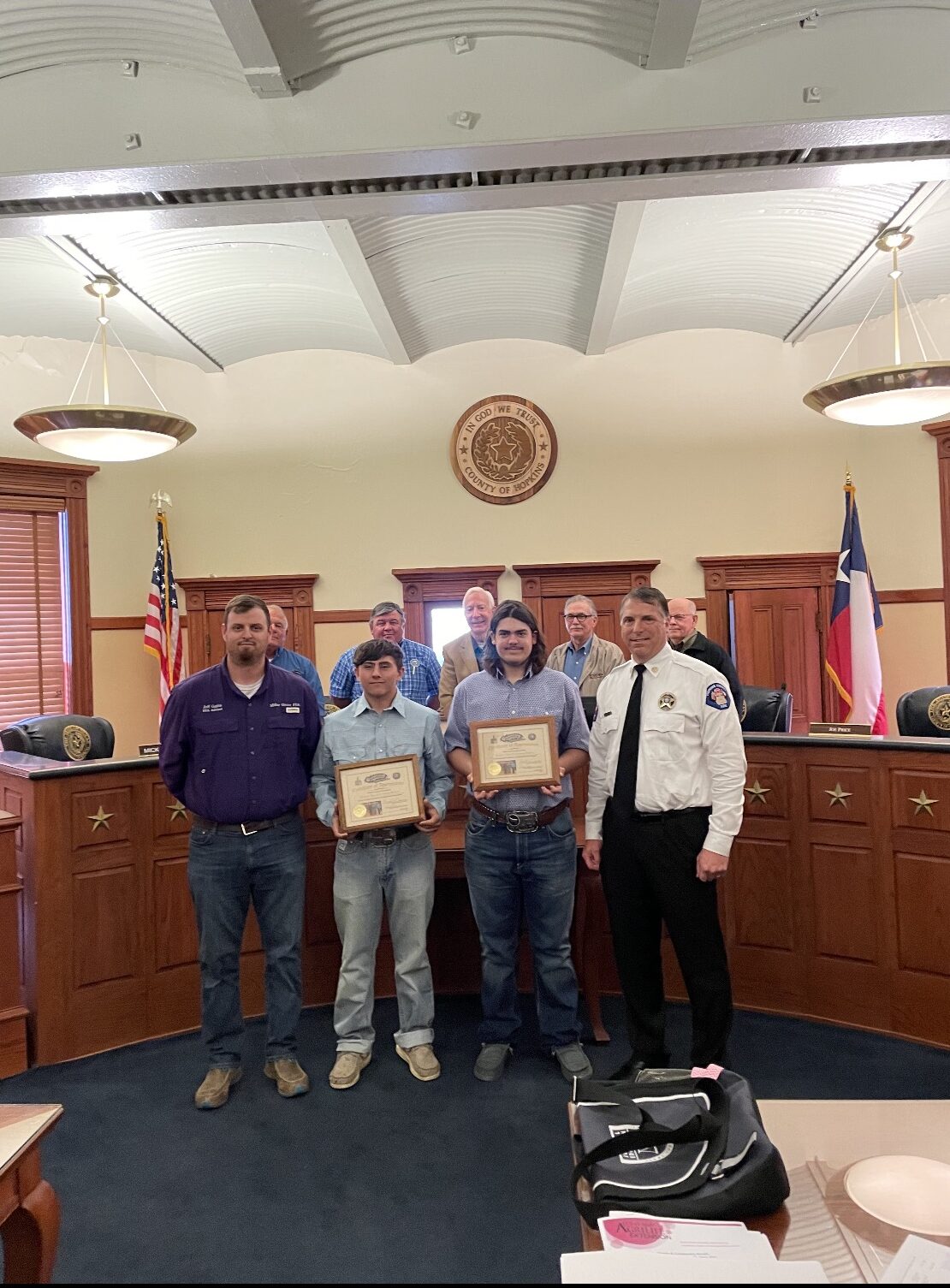 Miller Grove students honored by county for building hydro pump trailer for HCFD