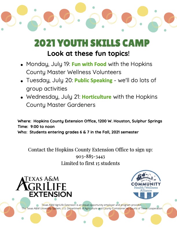 Youth Skills Camp Rapidly Approaching by Johanna Hicks, Family & Community Health Agent
