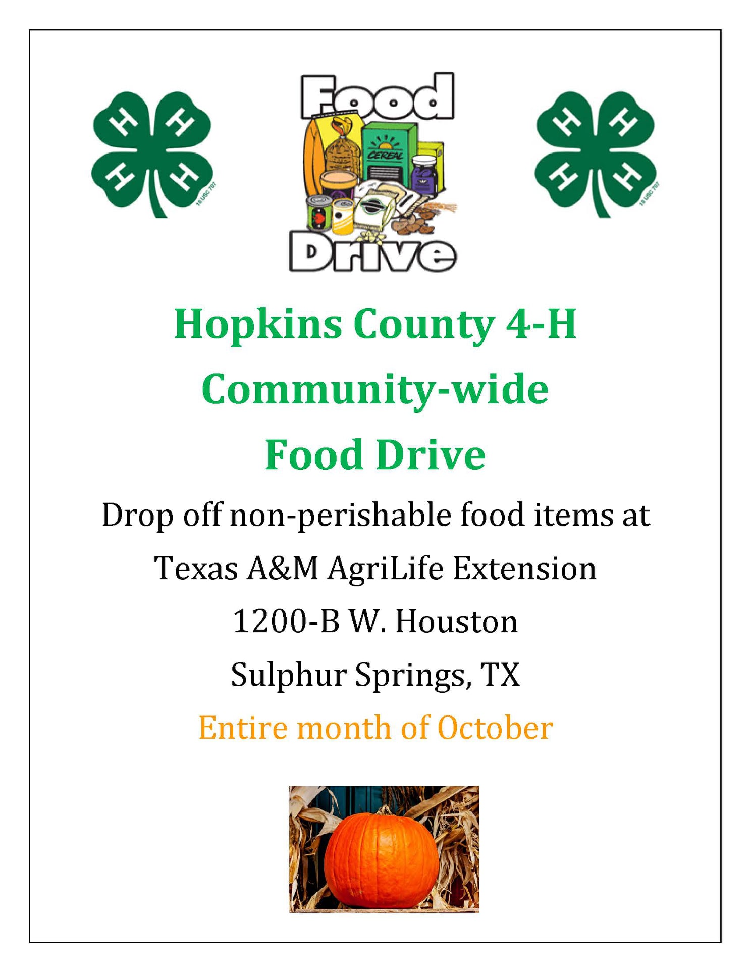 4H taking food donations all October by Johanna Hicks