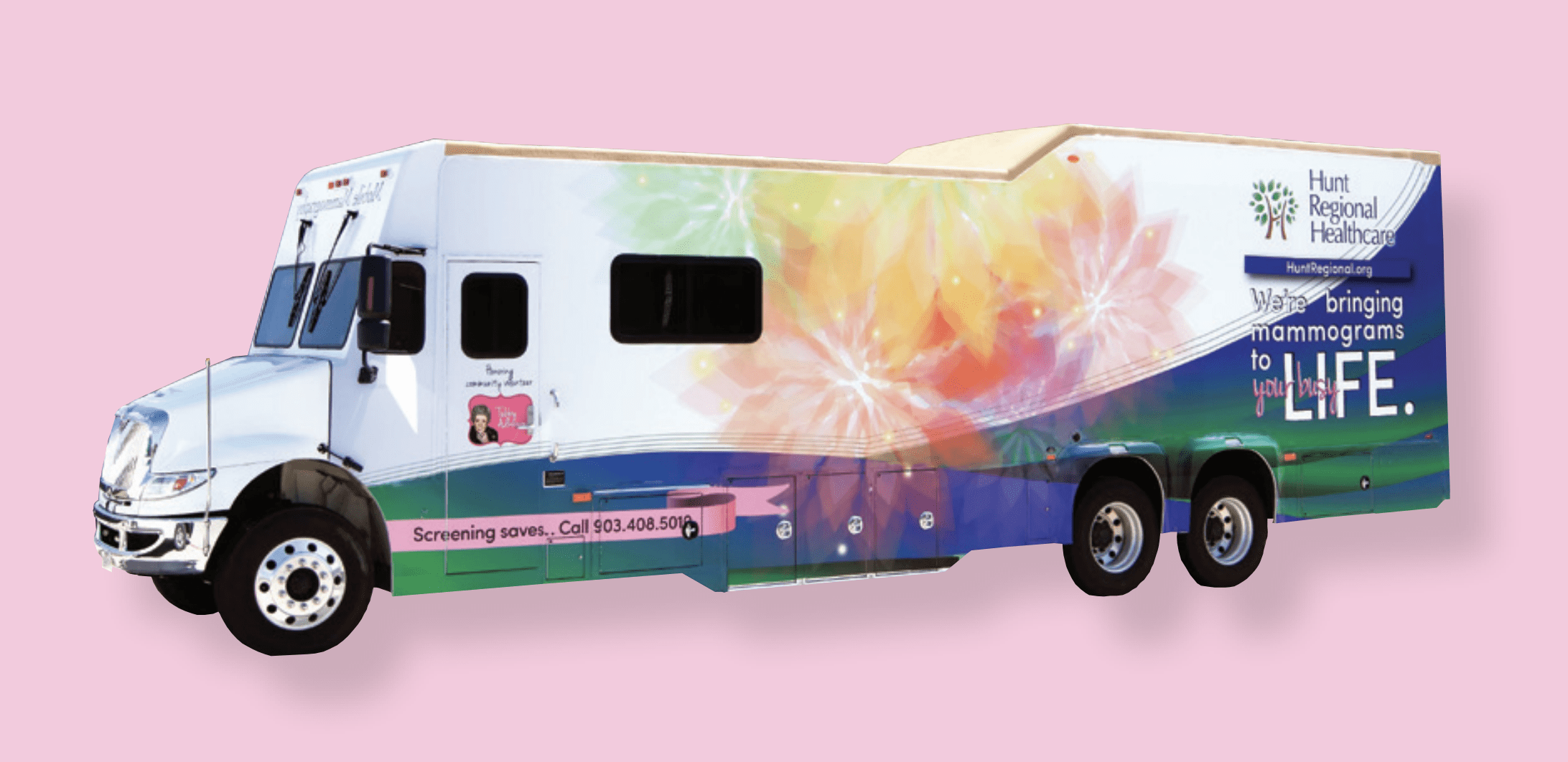 Mobile mammogram coach bus at Miller Grove ISD