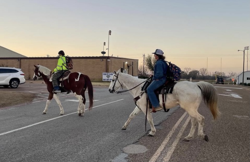 Rains ISD students ride horses to school in light of transportation shortage