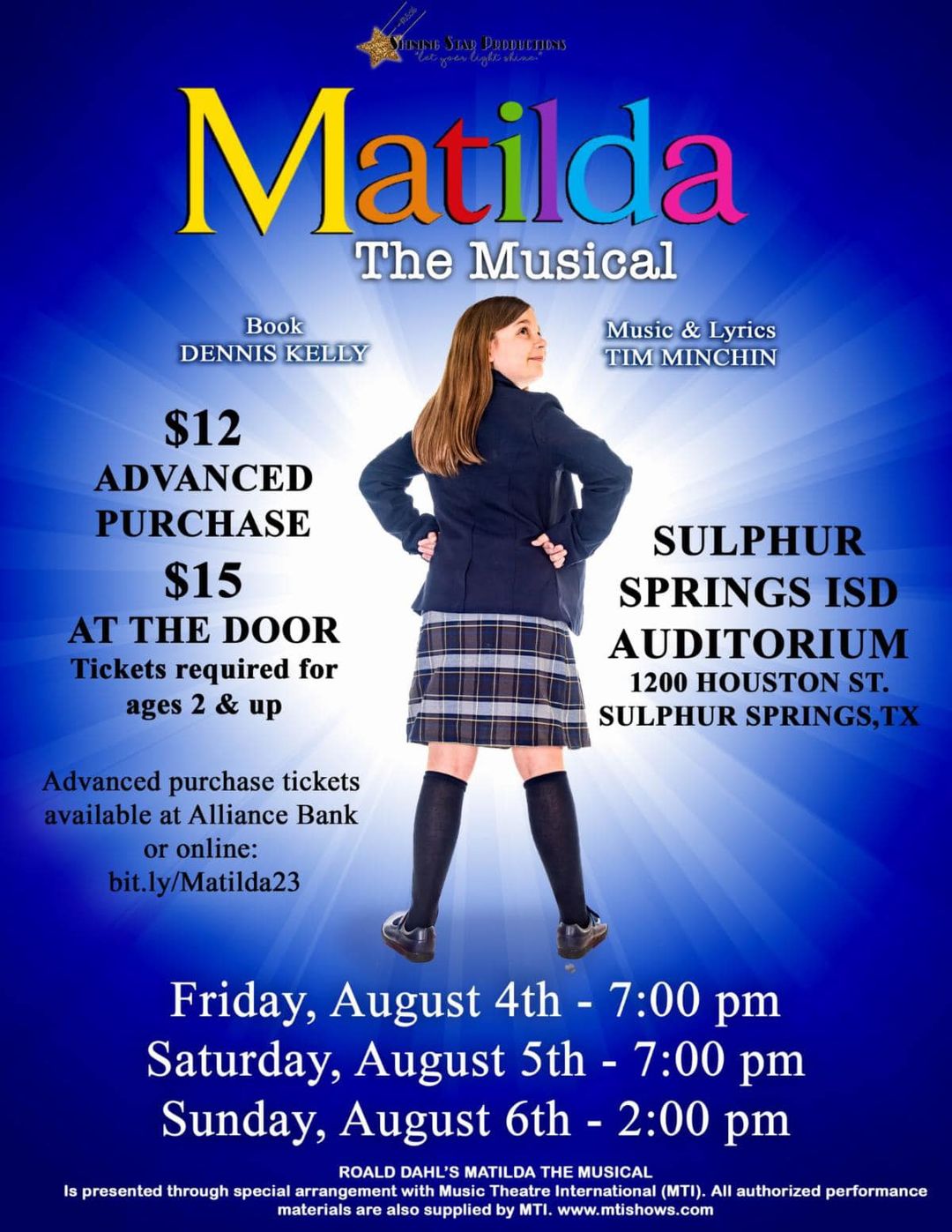 Join Shining Star Productions for Matilda the Musical