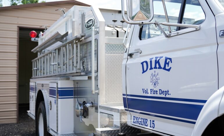 Dike VFD welcomes new fire truck courtesy Hopkins Solar
